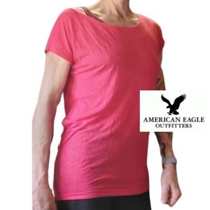 American Eagle Outfitters Women's Pink Stretcy Top Loose Fitting Runs Large